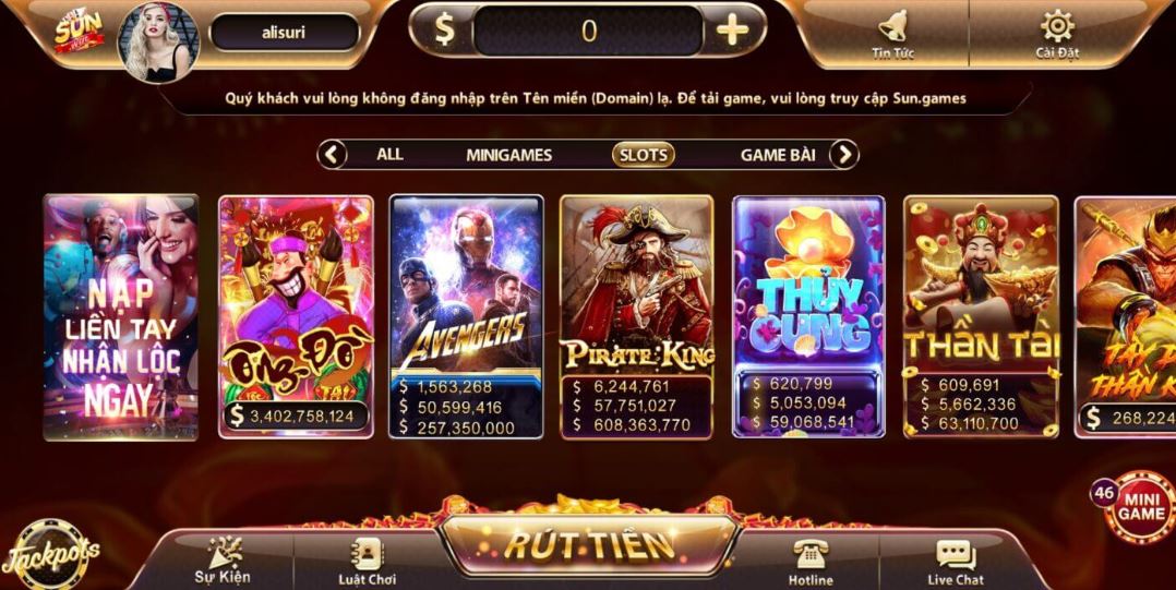 Những trò chơi hấp dẫn đang có trên cổng game Sunwin