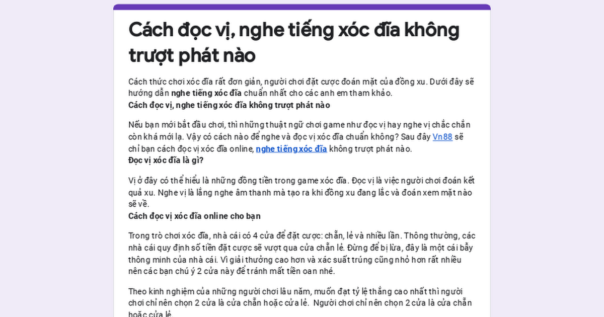 Cách nghe vị xóc đĩa là gì?
